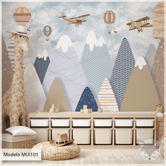 Adventure Mountains Kids Vinyl Mural, Model MUI101 on internet