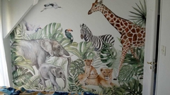 Mural Infantil Selva Safari Acuarela, Vinilo Decorativo - Modelo MUI11 en internet