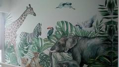 Mural Infantil Selva Safari Acuarela, Vinilo Decorativo - Modelo MUI11 - comprar online