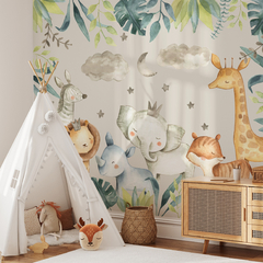 Safari Acuarela Infantil, Mural Decorativo de Pared - Modelo MUI15 - comprar online