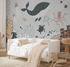 Fondo Marino Infantil, Mural Acuarela Vinilo - Modelo MUI16 - comprar online