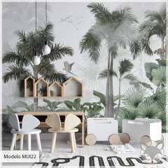 Mural infantil Mural Infantil de Palmera Tropical en Acuarela - Modelo MUI22