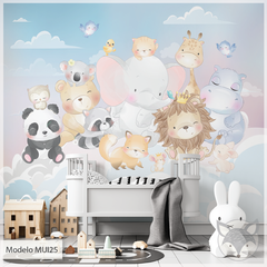 Mural infantil Mural Infantil de Animales Tiernos y Nubes - Modelo MUI25 en internet