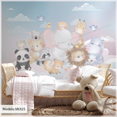 Mural infantil Mural Infantil de Animales Tiernos y Nubes - Modelo MUI25 - comprar online