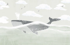 Vinyl kids mural, soft-tone whale design, Model MUI49. on internet