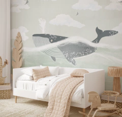 Vinyl kids mural, soft-tone whale design, Model MUI49. - buy online
