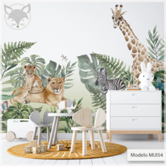 Mural infantil vinilo animales de la sabana tropical, Modelo MUI54 - comprar online