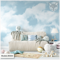 Mural infantil vinilo cielo con nubes suaves, Modelo MUI59 - comprar online