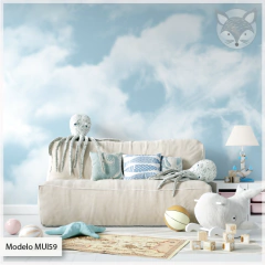 Kids wall mural soft sky with clouds, Model MUI59 - buy online
