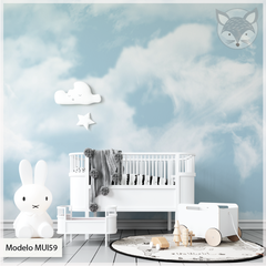 Mural infantil vinilo cielo con nubes suaves, Modelo MUI59 - Little Dreamer Deco - vinilos decorativos infantiles