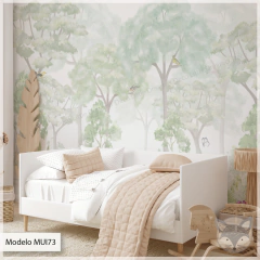Forest-themed vinyl wall mural for kids, model MUI73.