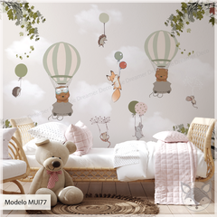 Vinilo decorativo infantil con globos y naturaleza, modelo MUI77. - comprar online