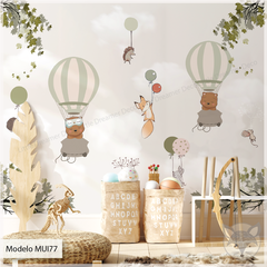Vinilo decorativo infantil con globos y naturaleza, modelo MUI77.