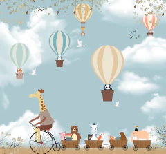 Mural de vinilo con animales y globos para niños, modelo MUI79. - comprar online