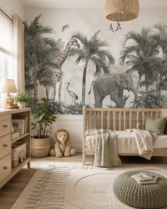 Jungle animals mural, exotic safari design, Model MUI86.