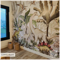 Mural infantil dinosaurios, decoración temática jurásica, Modelo MUI89. - Little Dreamer Deco - vinilos decorativos infantiles