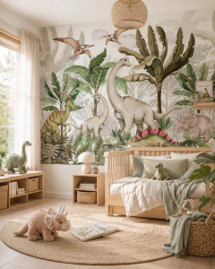 Mural infantil dinosaurios, decoración temática jurásica, Modelo MUI89.