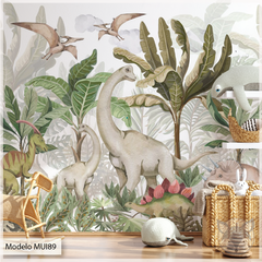 Mural infantil dinosaurios, decoración temática jurásica, Modelo MUI89. - comprar online