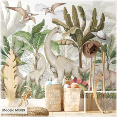 Imagen de Mural infantil dinosaurios, decoración temática jurásica, Modelo MUI89.