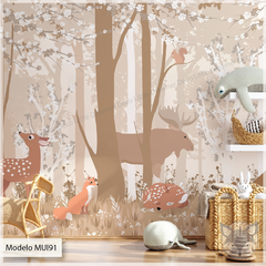 Magical autumn forest kids mural, wall decal, model MUI91