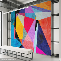 Mural Decorativo Vanguardista MW.ABS.06, Diseño Abstracto Multicolor en Formas Geométricas, Personalizado