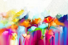 Mural Decorativo Floral MW.ABS.09, Flores Coloridas en Tonos Pastel y Vibrantes, Hecho a Medida - comprar online