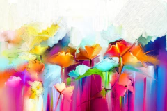 Floral Wall Mural MW.ABS.09, Colorful Flowers in Soft and Vibrant Tones, Custom Made - buy online