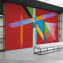 Mural Decorativo Abstracto MW.ABS.10, Diseño Geométrico en Rojo y Multicolor, Personalizado
