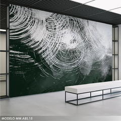 Mural Abstracto Minimalista MW.ABS.15, Tonos Oscuros y Líneas Blancas, Hecho a Medida