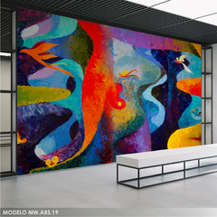 Mural Contemporáneo MW.ABS.19, Detalles Abstractos en Tonos Vivos y Dinámicos, Personalizado