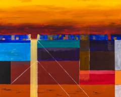 Mural Abstracto MW.ABS.20, Tonos Cálidos y Líneas Geométricas, Hecho a Medida - comprar online