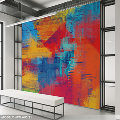Mural Abstracto MW.ABS.21, Colores Vibrantes y Texturas Dinámicas, Hecho a Medida