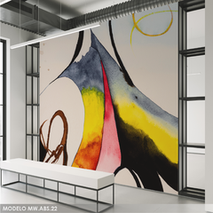 Mural Abstracto MW.ABS.22, Acuarela con Trazos Artísticos, Diseño Personalizado