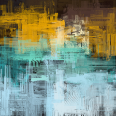 Mural Abstracto MW.ABS.24, Tonos Azul y Dorado, Estilo Moderno y Elegante - comprar online