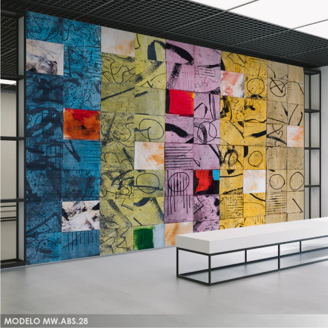 Abstract Mural MW.ABS.28, Collage of Textures and Colors, Custom Made