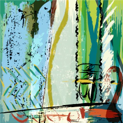 Artistic Abstract Mural MW.ABS.32, Green and Blue Tones with a Dynamic Style, Customizable - buy online