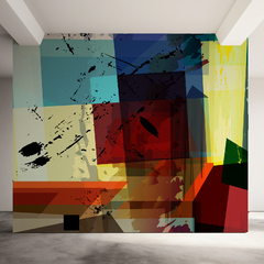 Mural Geométrico Abstracto MW.ABS.33, Formas Modernas en Colores Vivos, Diseño Personalizado