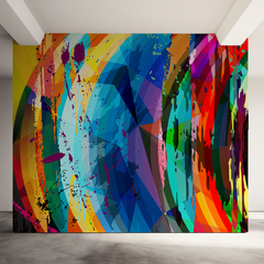 Abstract Color Mural MW.ABS.35, Artistic Composition with Dynamic Style, Custom Made