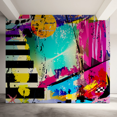 Bold Abstract Mural MW.ABS.38, Contrasting Shapes and Colors Design, Made to Measure