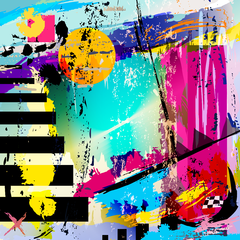 Bold Abstract Mural MW.ABS.38, Contrasting Shapes and Colors Design, Made to Measure - buy online