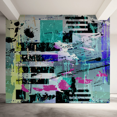 Mural Abstracto Contemporáneo MW.ABS.41, Tonos Vibrantes y Geometría Moderna, Hecho a Medida