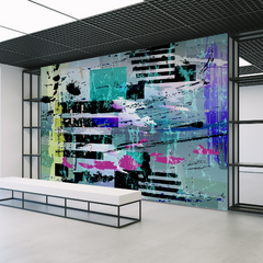 Mural Abstracto Contemporáneo MW.ABS.41, Tonos Vibrantes y Geometría Moderna, Hecho a Medida en internet