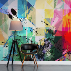 Mural Moderno Abstracto MW.ABS.49, Colores Intensos y Diseño Geométrico, Hecho a Medida - Little Dreamer Deco - vinilos decorativos infantiles