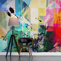 Modern Abstract Mural MW.ABS.49, Intense Colors and Geometric Design, Custom-Made - Little Dreamer Deco - vinilos decorativos infantiles