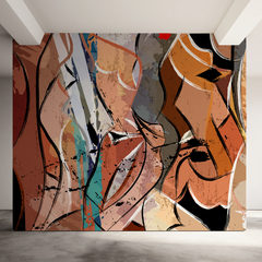 Mural Abstracto Geométrico MW.ABS.50, Tonos Vibrantes y Estilo Contemporáneo, Diseño Personalizado