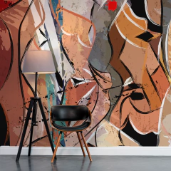 Geometric Abstract Mural MW.ABS.50, Vibrant Tones and Contemporary Style, Custom Design - Little Dreamer Deco - vinilos decorativos infantiles