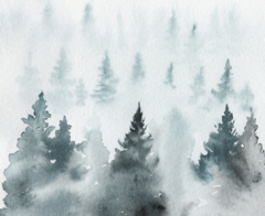 Snowy Forest Watercolor Wall Mural for Bedrooms  Model MW.ACU.07. - buy online