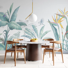 Mural de Vinilo Tropical con Diseño Botánico en Acuarela  Modelo MW.ACU.09.
