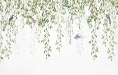 Diseño de ramas colgantes con aves, mural vinilo decorativo MW.ACU.22 - comprar online