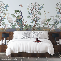 Estilo floral en colores pastel, mural decorativo MW.ACU.28